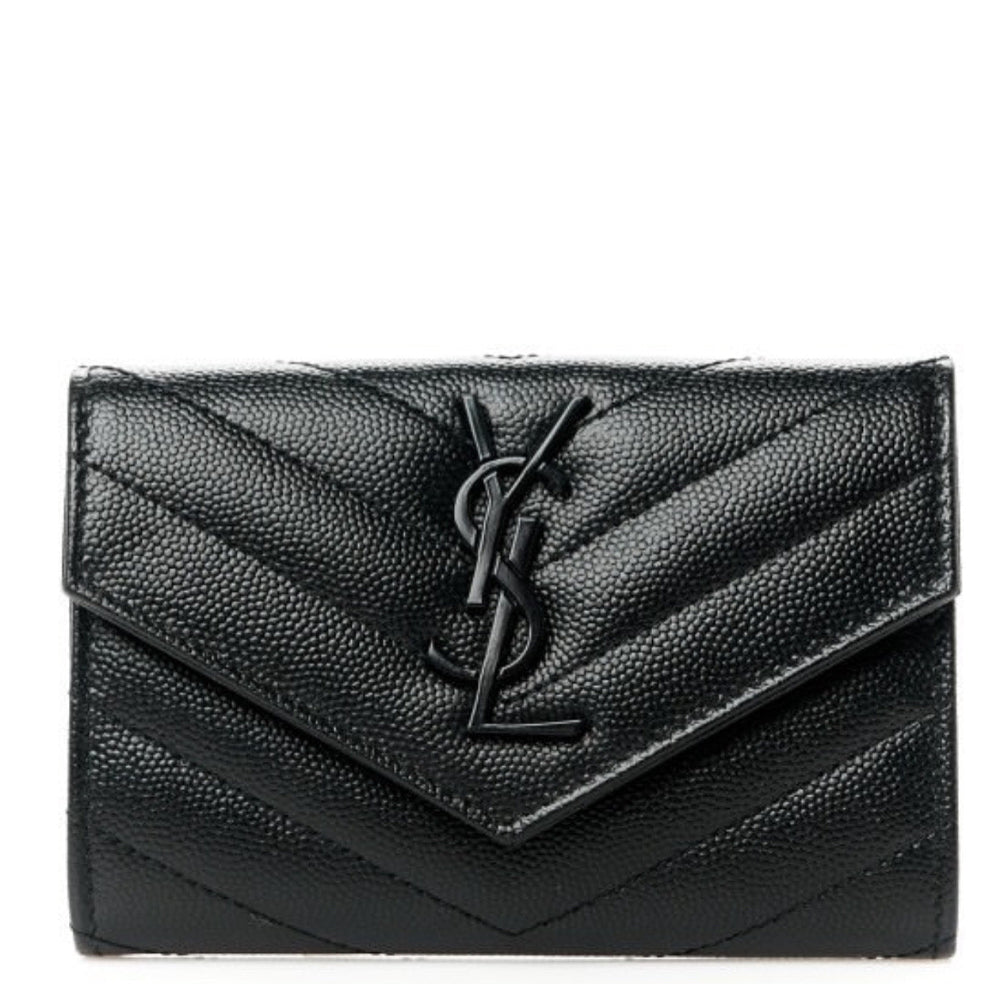 Saint Laurent V-Flap Leather Wallet