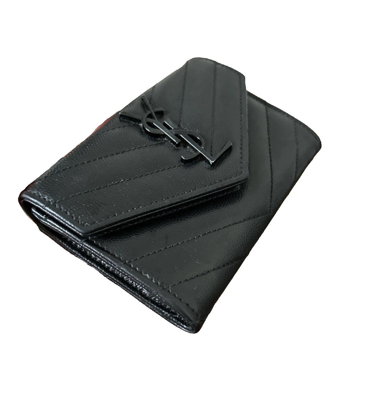 Saint Laurent V-Flap Leather Wallet